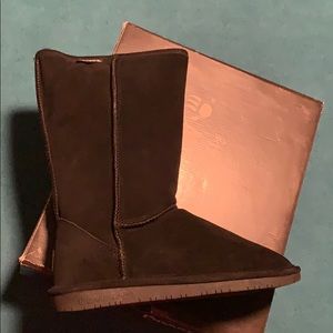 New Bear Paw Black suede fur lined boots size 10